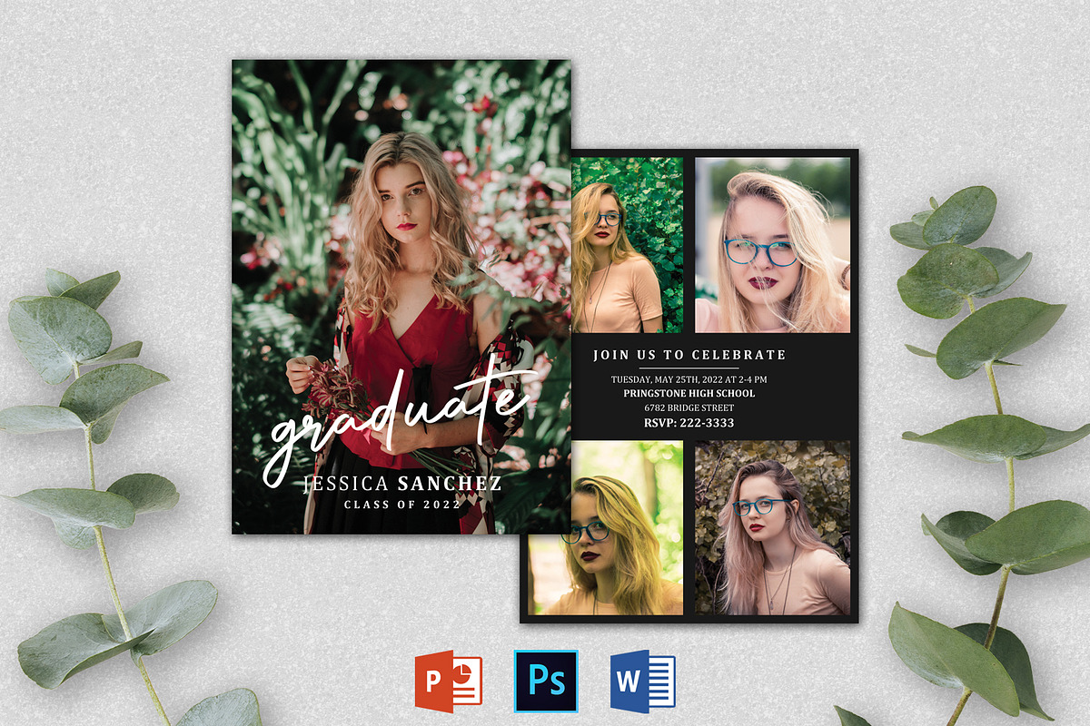 Graduation Announcement Template, a Card Template by Designscozy (Photo 3 of 5)