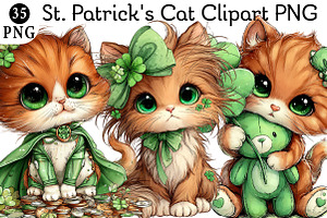 St. Patrick's Cat Clipart PNG, an Illustration by Daily.Designs