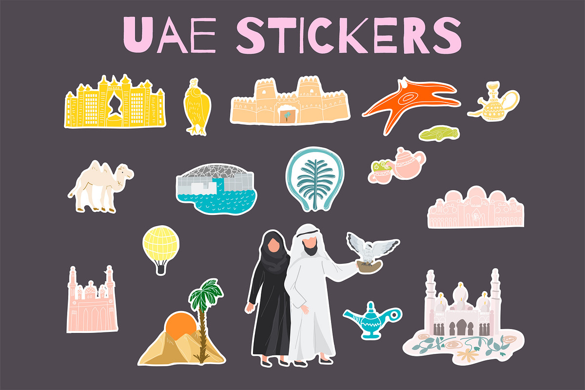 UNITED ARAB EMIRATES STICKERS, an Illustration by NataLyaroArt