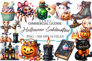 Watercolour Halloween Bundle Clipart, a Graphic by designcity5