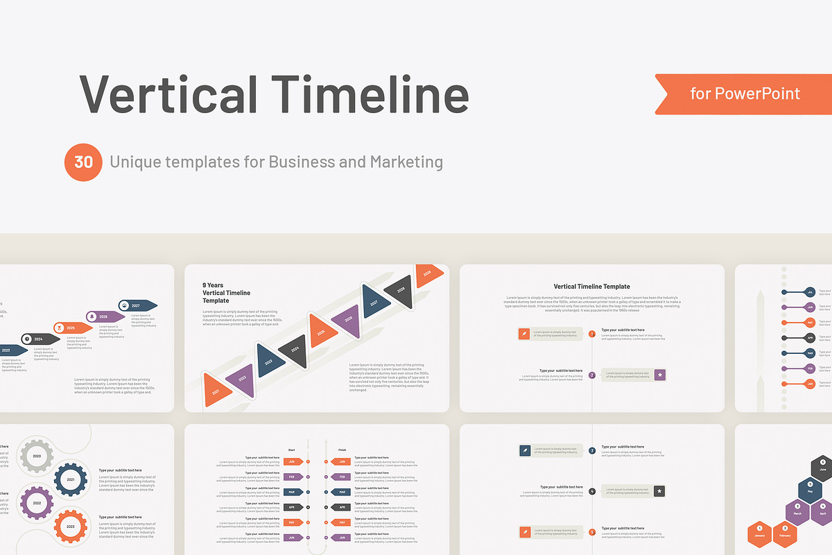 Vertical Timeline for PowerPoint, a Presentation Template by HiSlide.io (Photo 1 of 5)