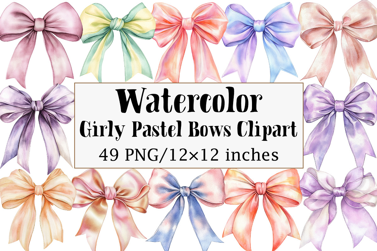 Girly Pastel Bows Clipart, an Illustration by Design Market (Photo 1 of 5)