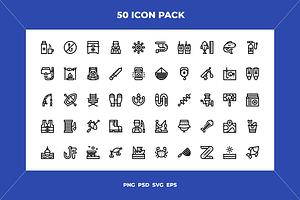 Fishing icons, an Outline Icon by Wencory