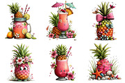 Summer Pineapple Clipart, an Illustration by Craft Nest (Thumbnail 5 of 12)