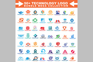 50+ Technology Logo Design Mega Set, a Branding & Logo Template by ArmanHossen75