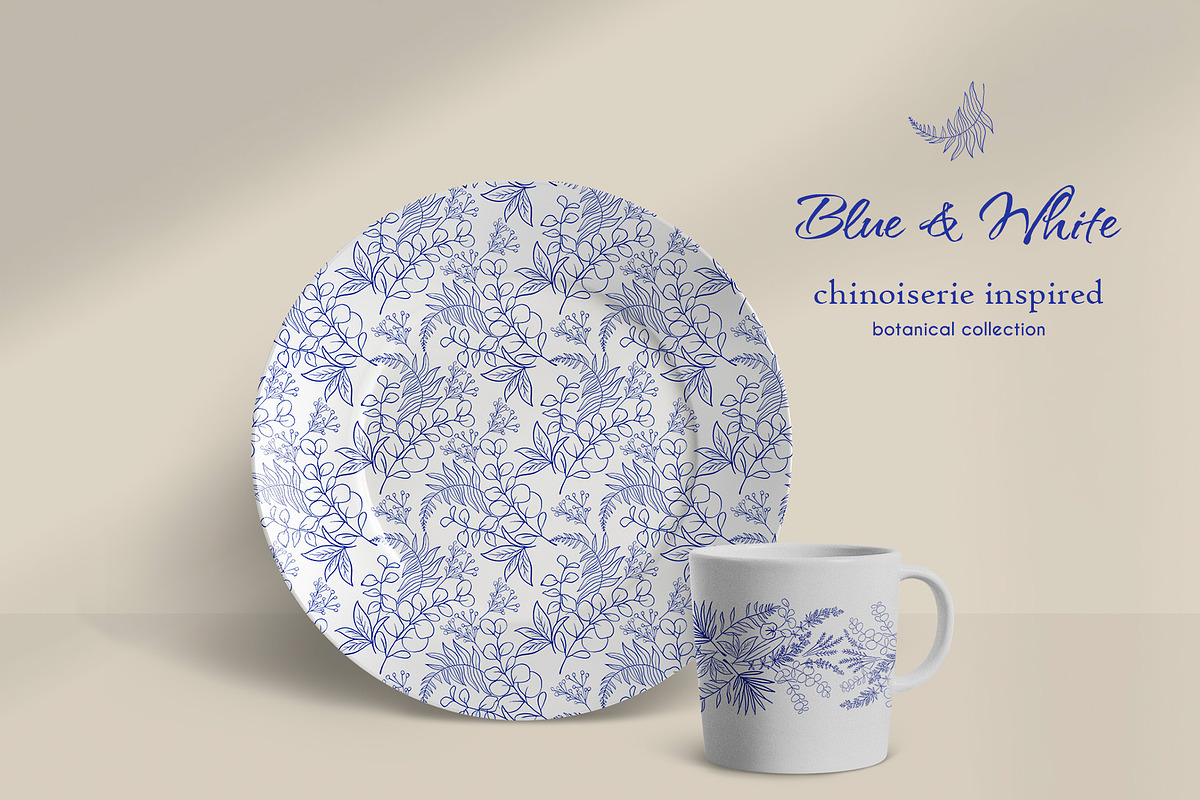 Blue&White. Chinoiserie inspired set, a Decorative Illustration by Liliia Polos Illustration (Photo 10 of 13)