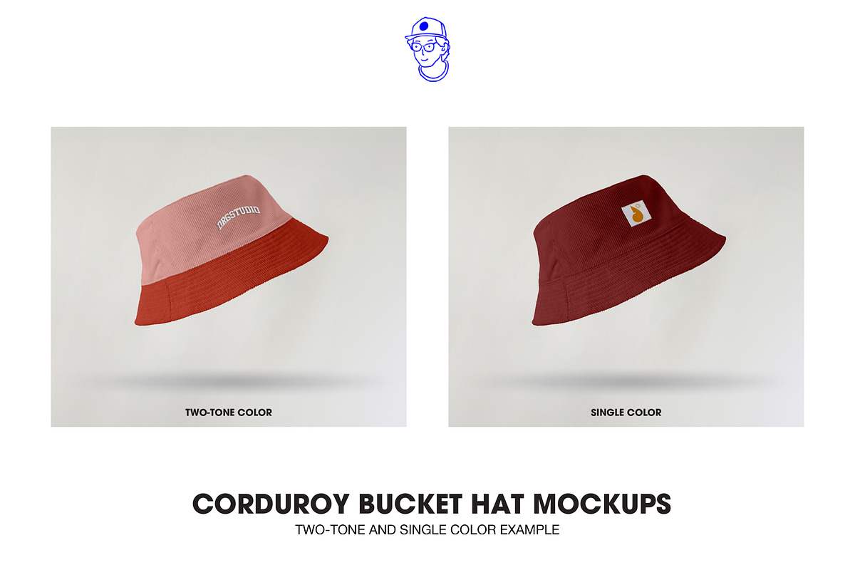 Corduroy bucket hat mockups, a Hat Mockup by made_by_nope (Photo 1 of 5)