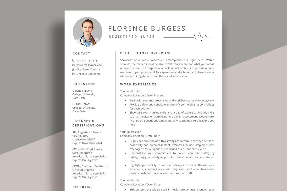Nurse Resume Template/ Medical CV, a Resume Template by aivos (Photo 1 of 6)