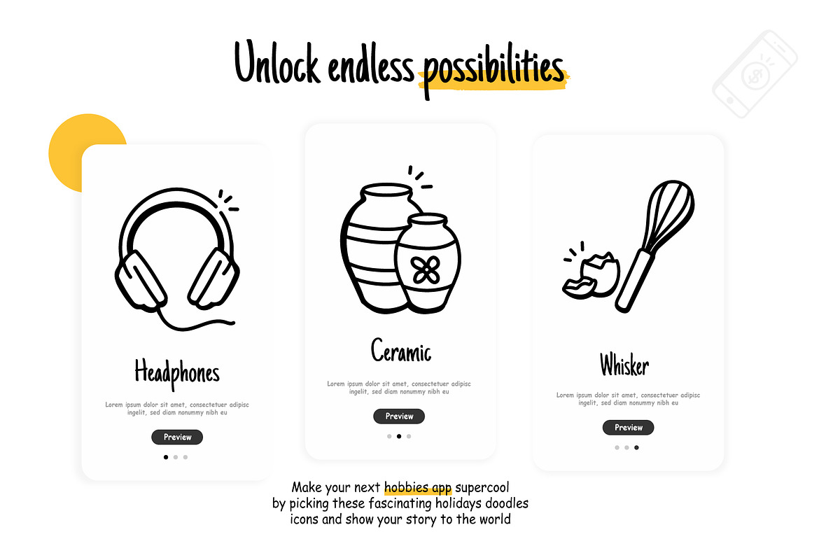 Hand Drawn Hobbies Icons, an Object Illustration by Brickclay (Photo 5 of 8)