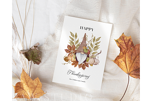 Happy Thanksgiving Gnome Card Fall