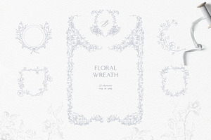 Floral wreath, flower monogram frame