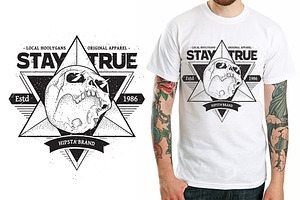 Stay True 2 Vector Dotwork Skull