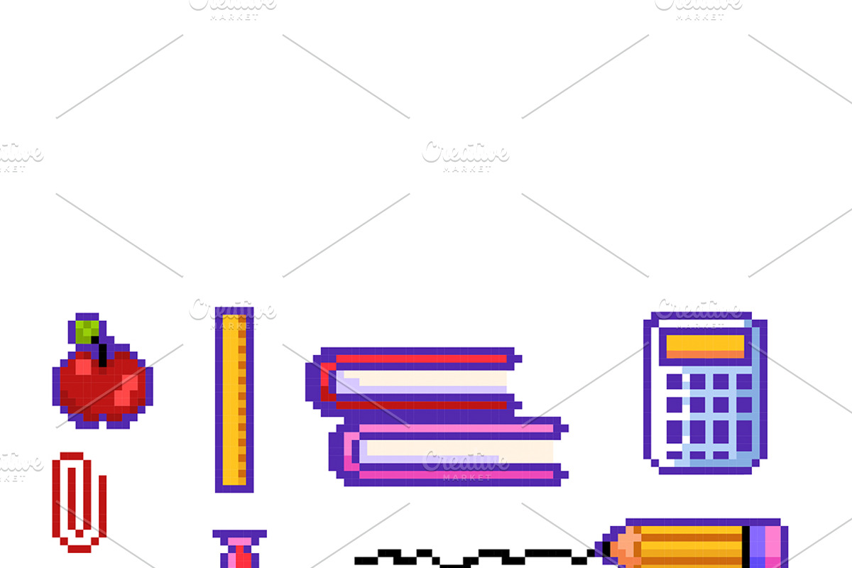 Pixel Back To School Elements, an Object Illustration by MISS CHATZ (Photo 3 of 3)
