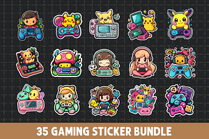Gaming Sticker Bundle PNG