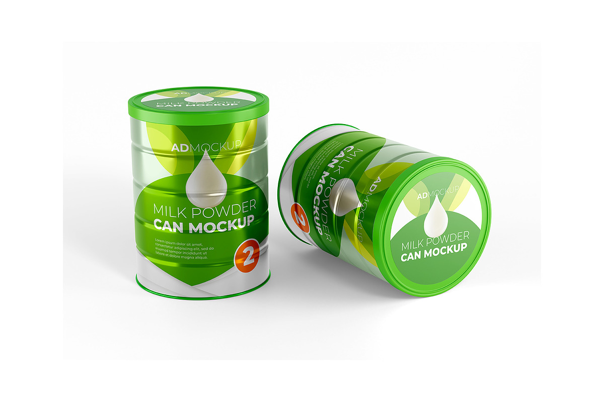 Milk Powder Tin Can Mockup – 8 PSD, a Packaging Mockup by Adstart (Photo 7 of 8)
