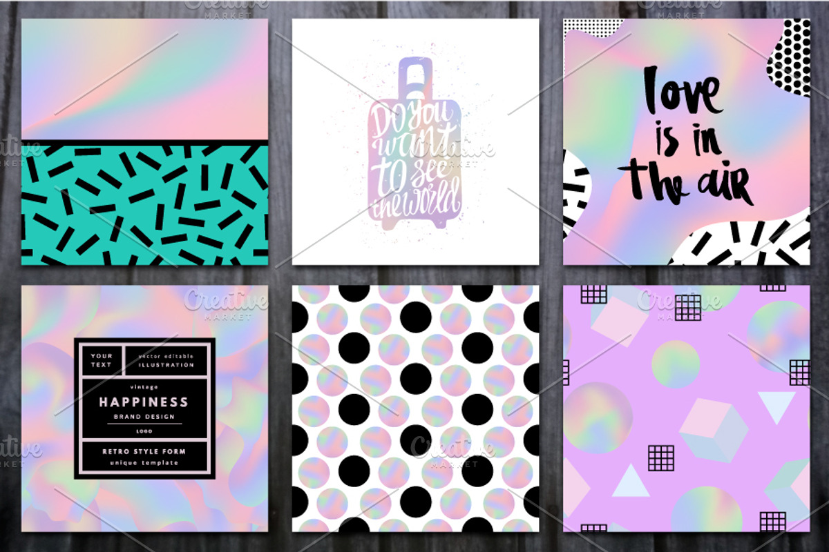 30 Holographic Prints Set, a Decorative Illustration by Olha Kostiuk (Photo 5 of 6)