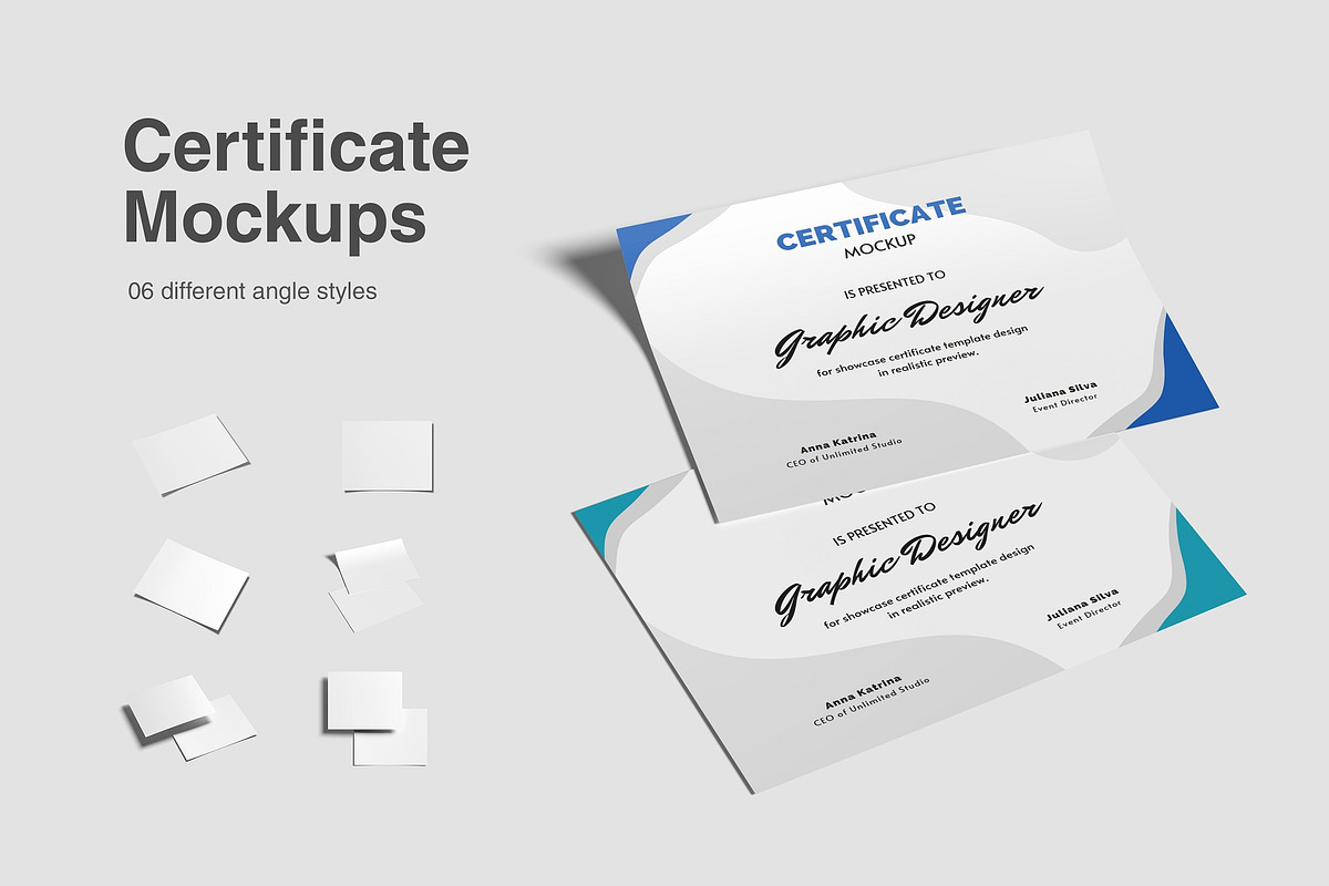 Certificate Mockups, an Advertising Mockup by graphiccrew (Photo 1 of 10)