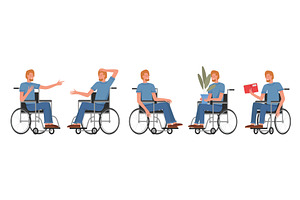 Disabled Man in Wheelchair, a Person Illustration by Flashvector