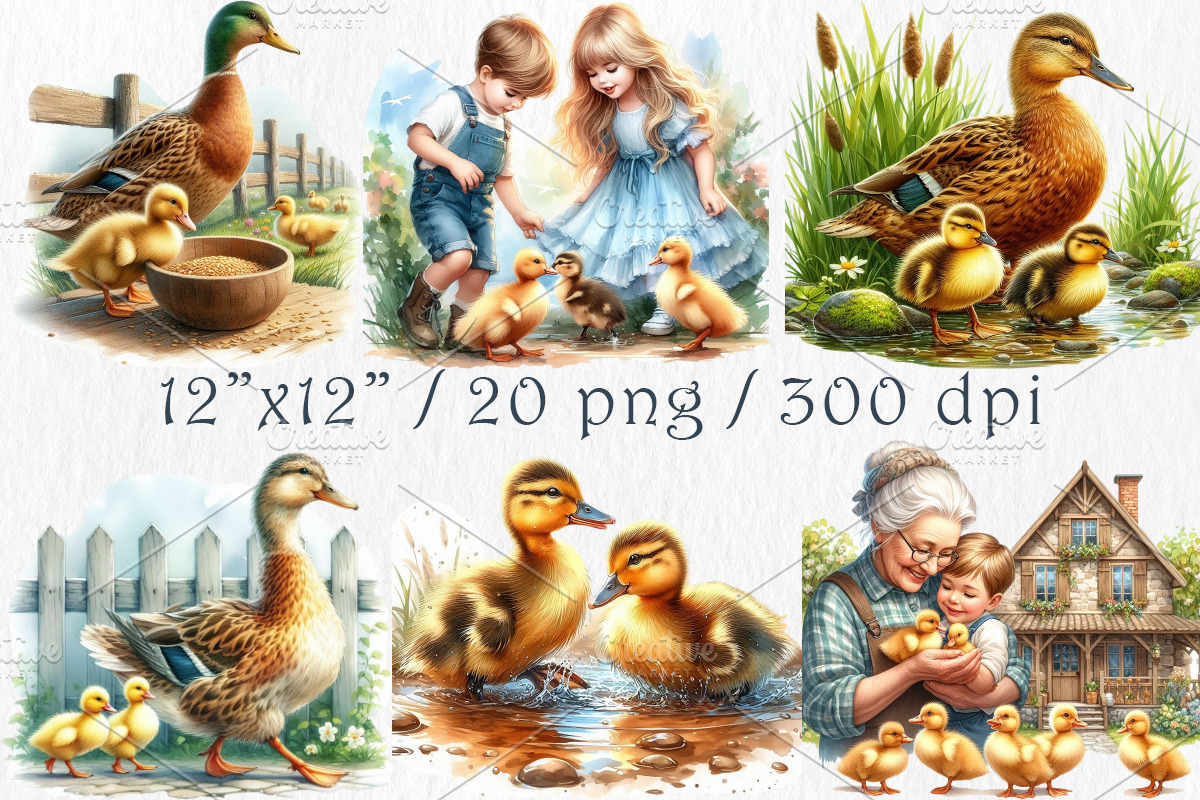 Duck Family Clipart – 20 PNG., an Animal Illustration by GalaDesign03 (Photo 2 of 6)