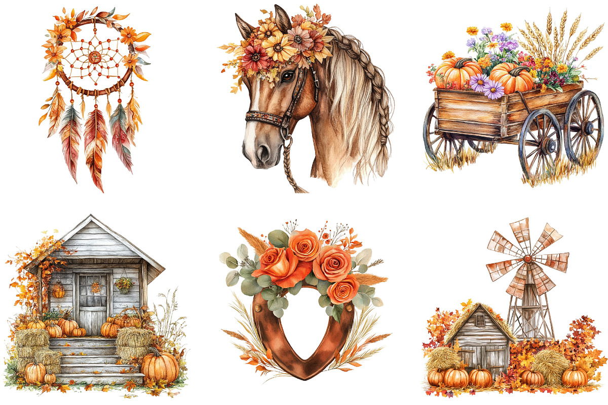 Western Fall Cowgirl Clipart, a Seasonal Illustration by Designking (Photo 4 of 5)