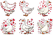 Watercolor Goose Valentine Clipart, an Illustration by CraftArtStudio (Thumbnail 2 of 6)