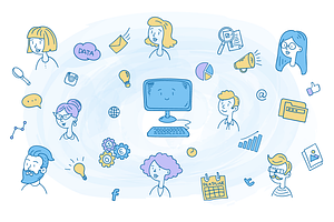 Doodle design style set