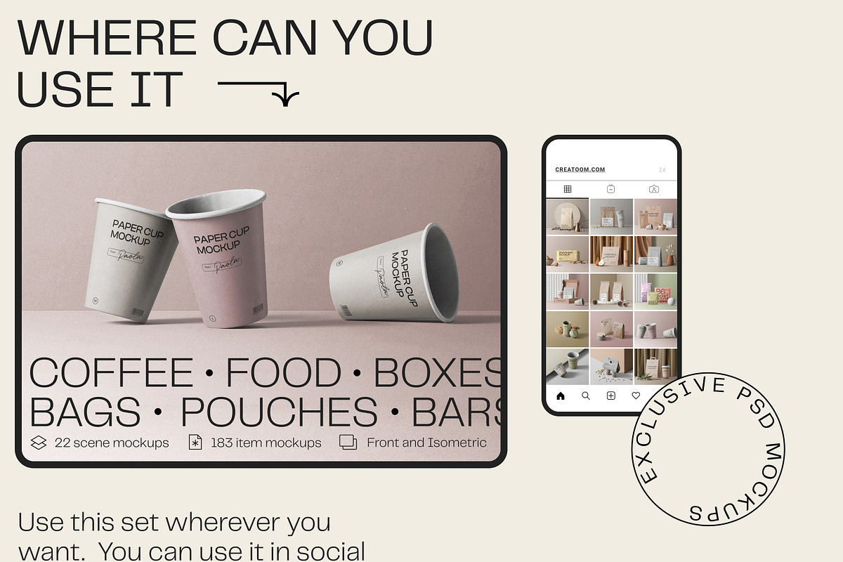 Mockup packaging set - part 1, a Cups & Container Mockup by Creatoom (Photo 9 of 11)