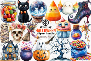 Whimsy Halloween Clipart Bundle, an Illustration by Canvas Craft