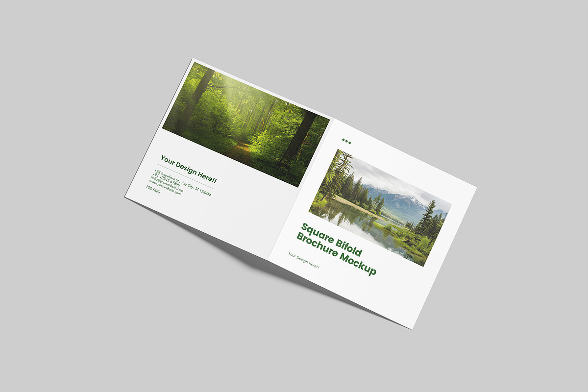 Square Bifold Brochure Mockup, a Books & Magazine Mockup by Graphiculon (Photo 5 of 11)