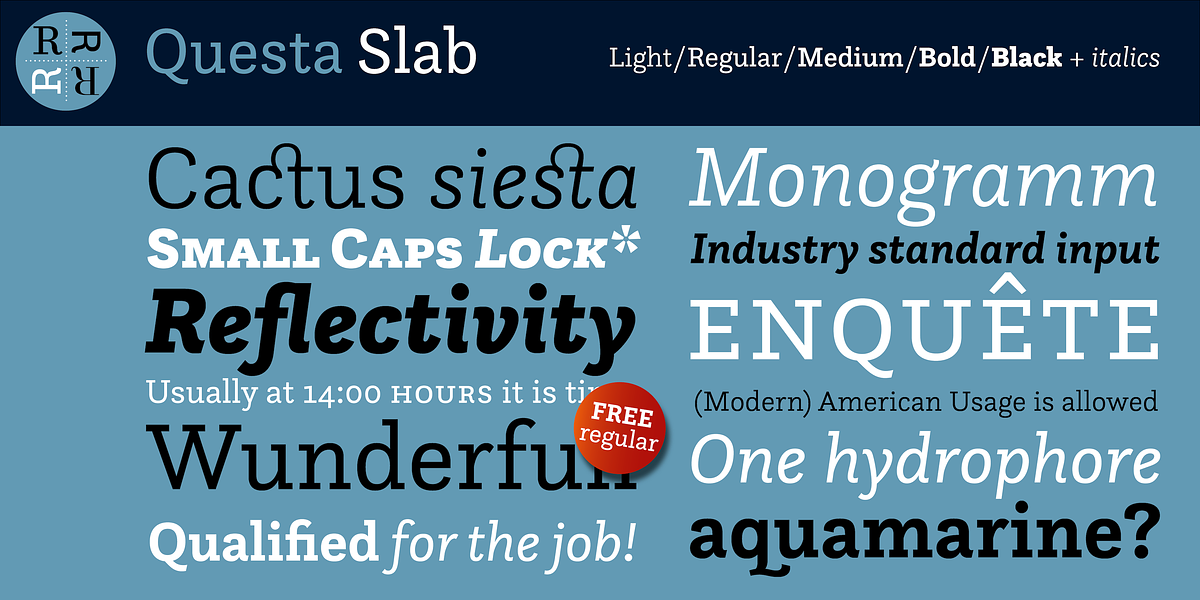Questa Slab, a Slab Serif Font by The Questa Project (Photo 1 of 4)