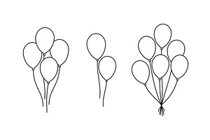 Balloon outline vector set. Minimal, an Object Illustration by GraphiShop