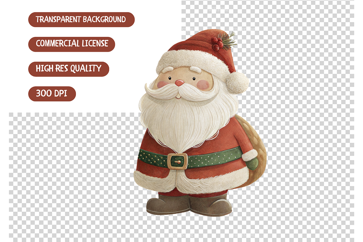 Cutie Christmas Watercolor Clipart, an Illustration by TatiMockup (Photo 5 of 5)