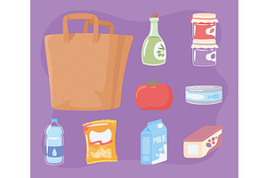 shopping bag icons, a Food Illustration by studiogstock