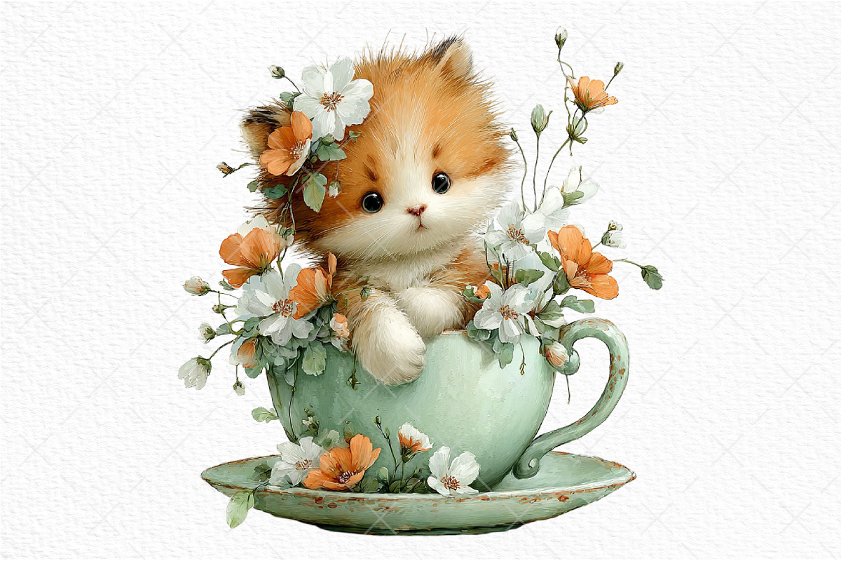 Whimsical Spring Cats Clipart, an Illustration by Craft Nest (Photo 9 of 11)