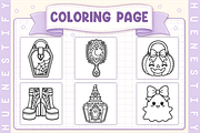 Spooky Girl Coloring Book, a Seasonal Illustration by HueNestify (Thumbnail 2 of 4)