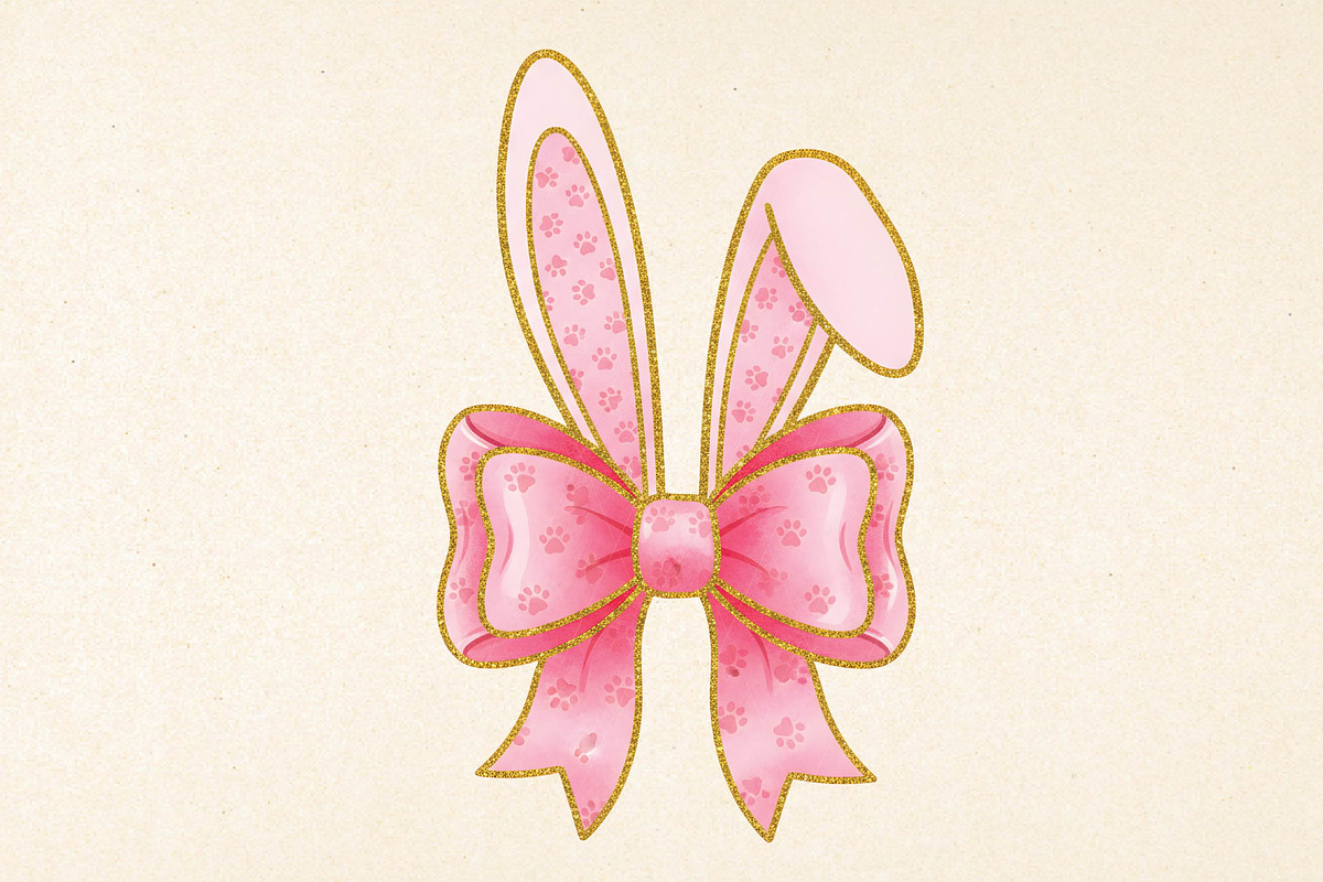 Glitter Easter Bunny Coquette PNG, an Illustration by DreamPrint404 (Photo 1 of 6)