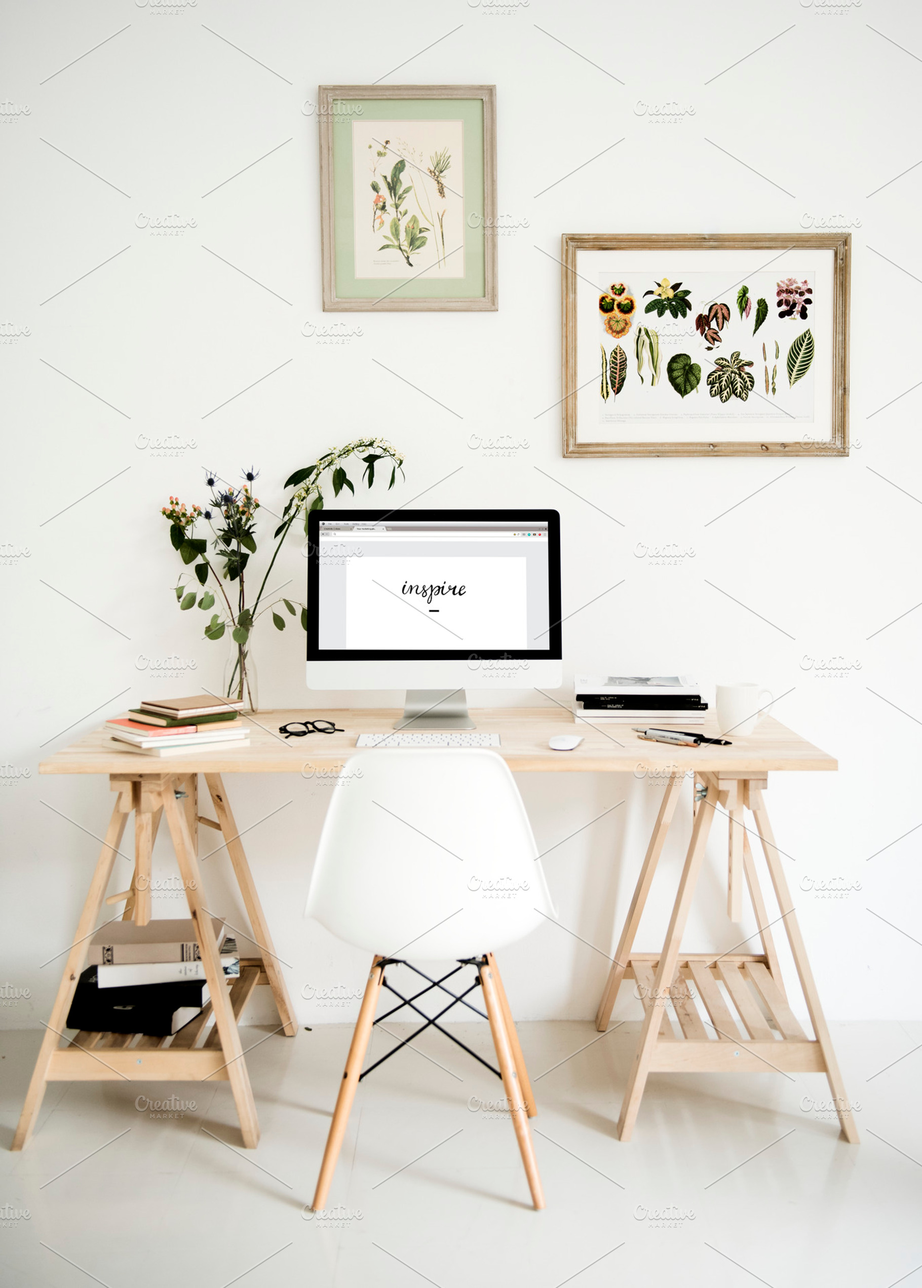 Workspace containing white background, isolated, and isolated on white, a Technology Photo by rawpixel