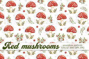 Autumn Red Mushrooms pattern