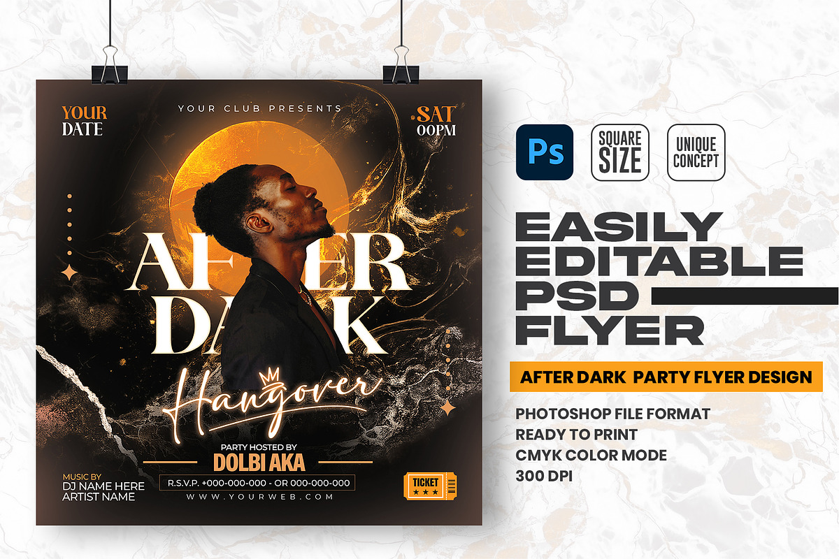 After Dark PSD Party Flyer Design, a Flyer Template by Shajib Shikder (Photo 1 of 2)