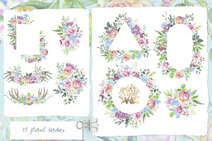 Watercolor Boho Clipart Bundle