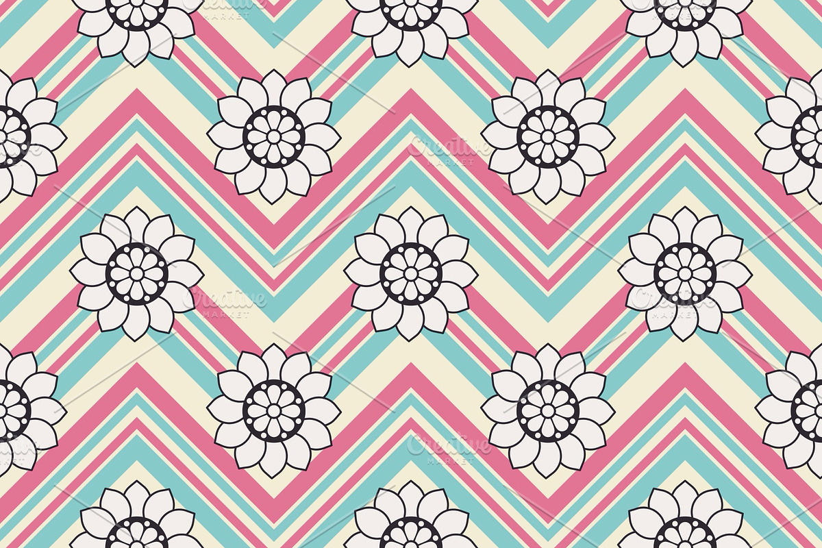 Groovy Boho Floral Chevron Pattern, a Pattern Graphic by PPEthnicDecorPattern (Photo 1 of 7)
