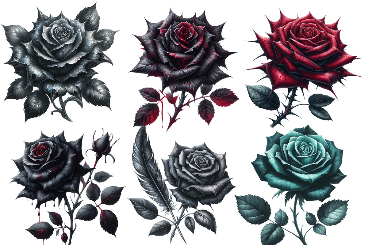 Dark Gothic Roses clipart, an Illustration by Designworld (Photo 2 of 6)
