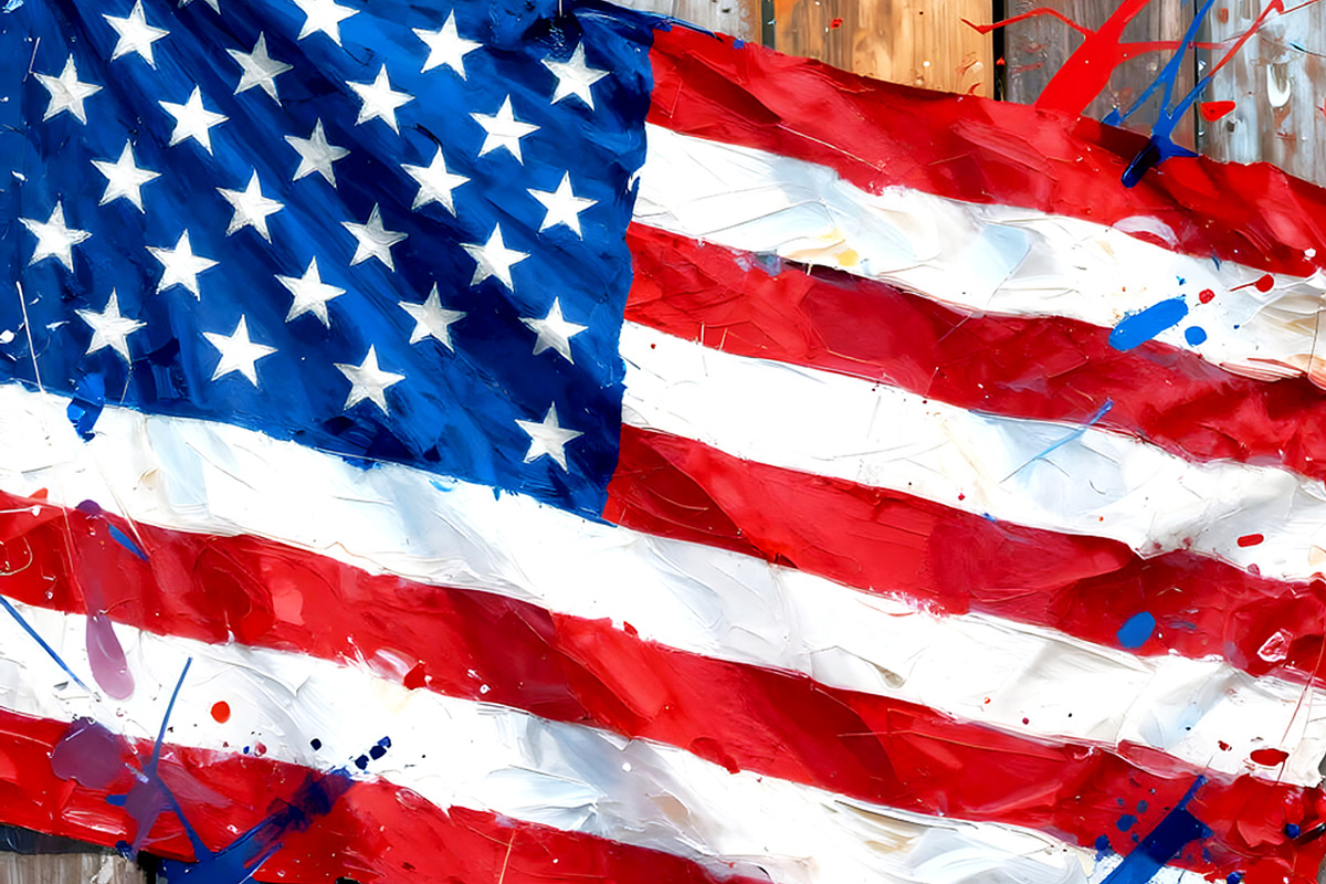 American Flag on Barn Board, a Seasonal Illustration by Sharon Schwalbe (Photo 5 of 5)
