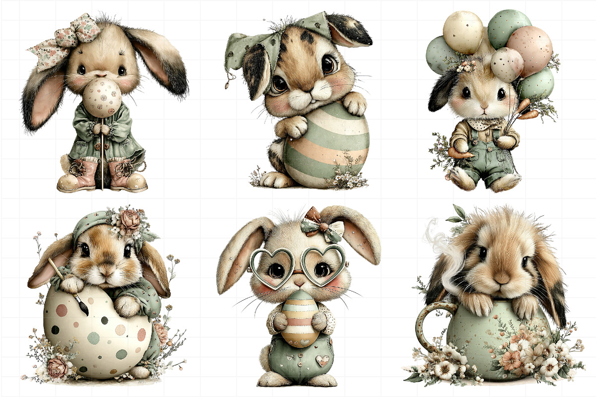 Whimsical Easter Bunny Clipart, an Illustration by Daily.Designs (Photo 6 of 8)