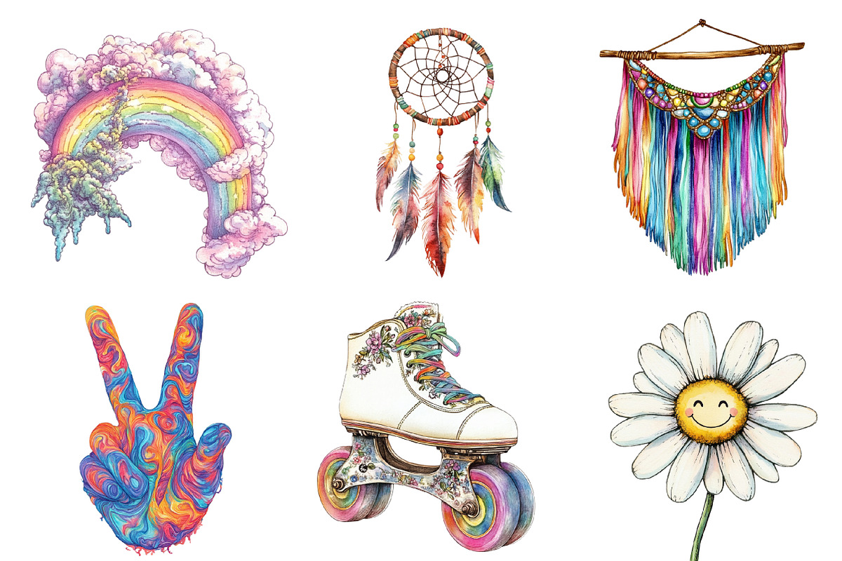 Hippie Summer Sublimation Clipart, an Illustration by SinaCreation (Photo 5 of 5)