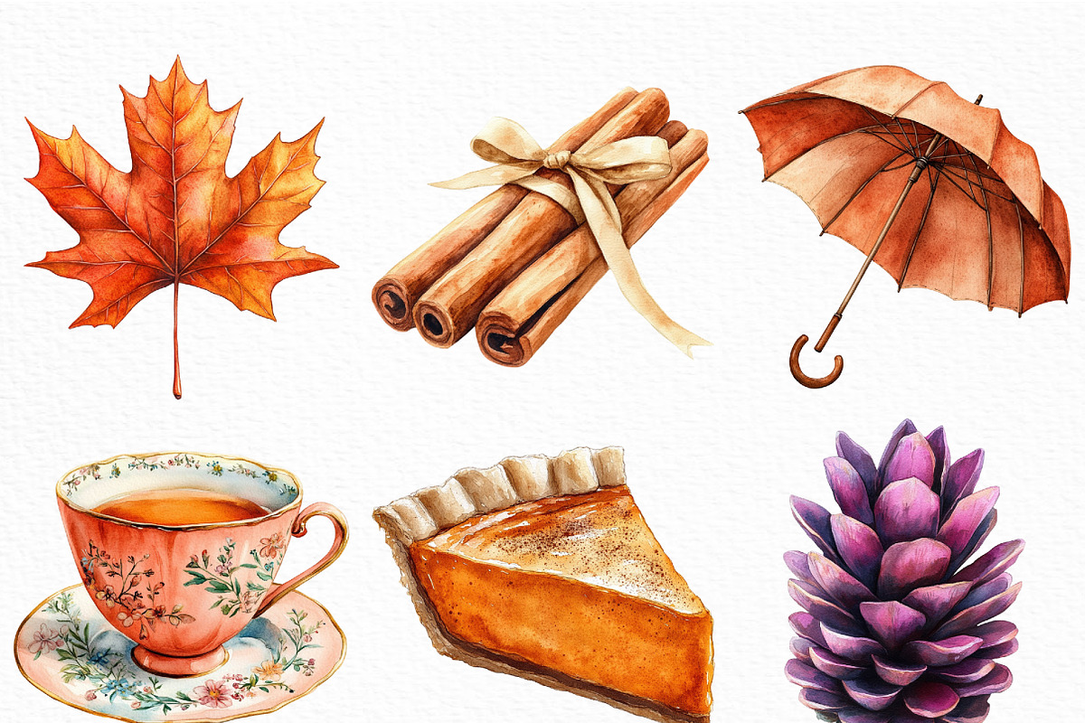 Watercolor Velvet Autumn Clipart, an Illustration by Craft Nest (Photo 5 of 6)