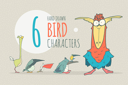 Vector Hand Drawn Funny Birds
