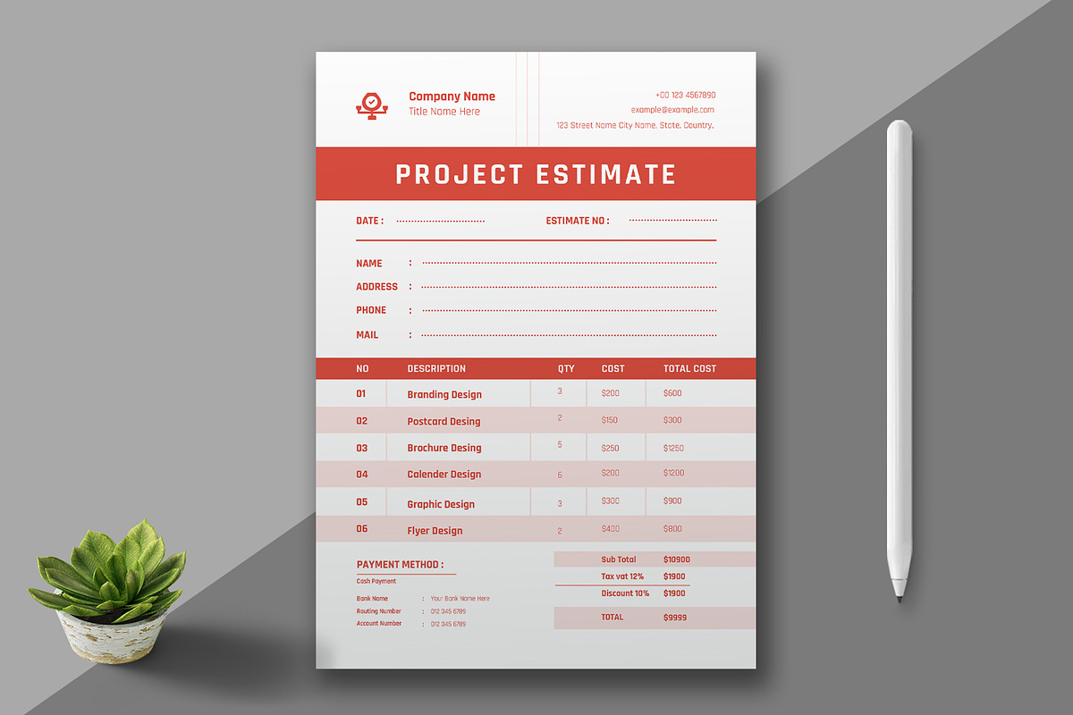 Invoice Project Estimate, a Stationery Template by MightyDesign (Photo 1 of 8)