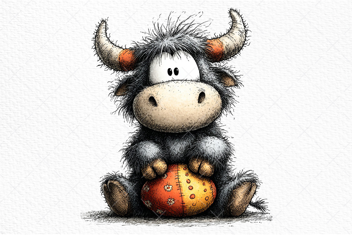 Whimsical Easter Highland Cow PNG, an Illustration by Craft Nest (Photo 11 of 11)