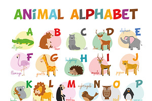English animal alphabet Vector
